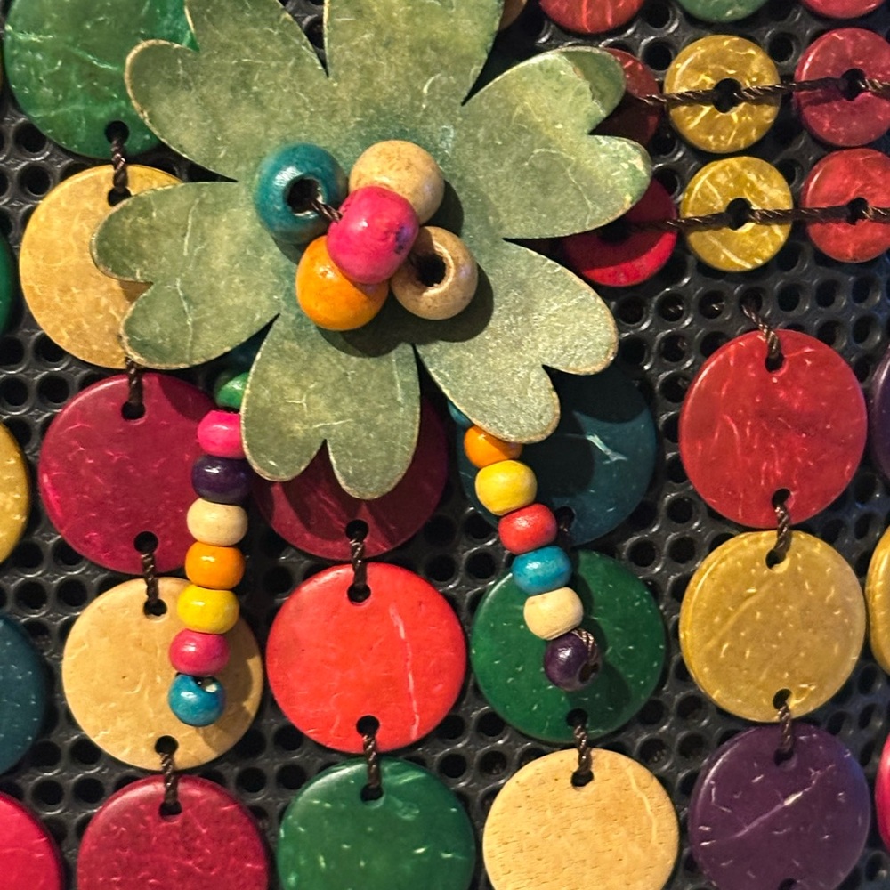 Unique Tropical Craft Coconut Shell Colorful Cros… - image 3